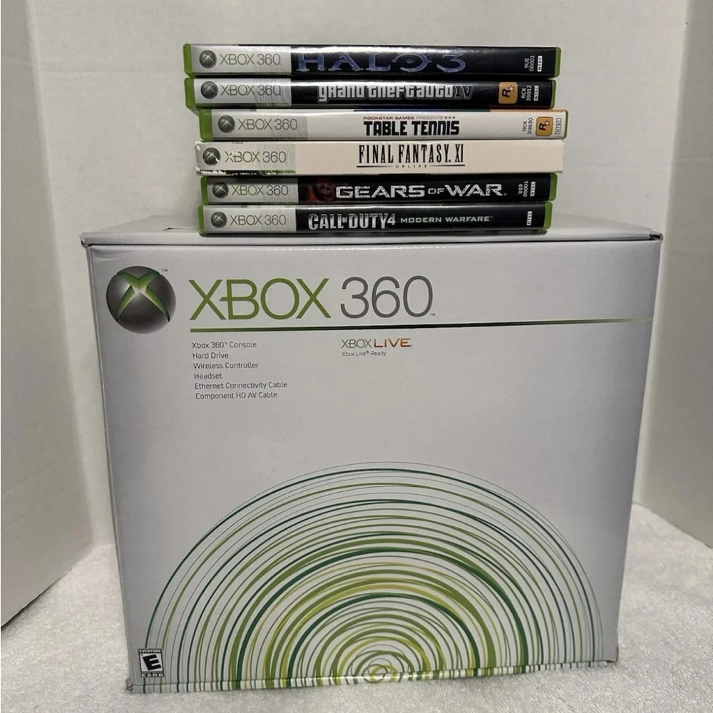 Xbox 360 Console Bundle with 6 games - White